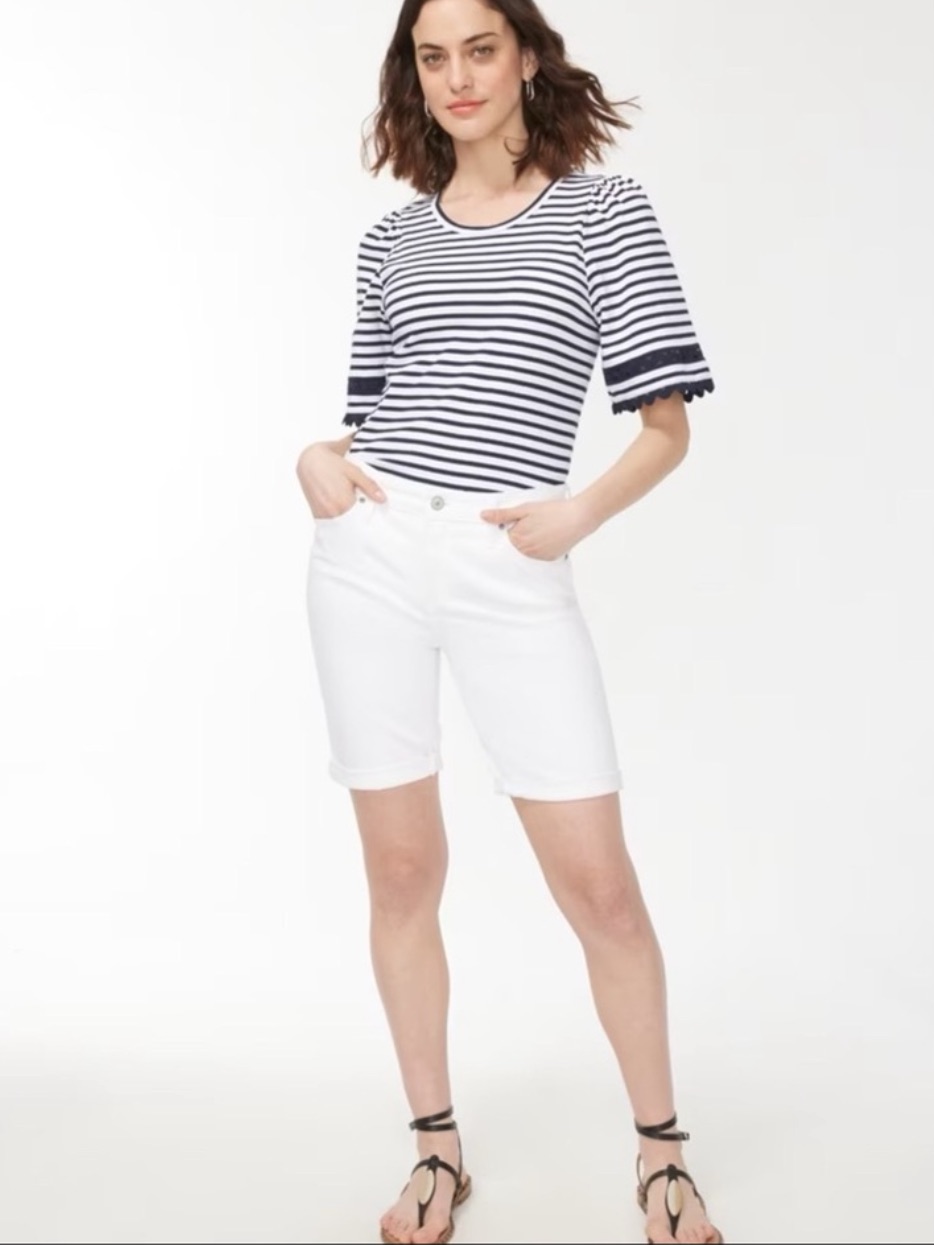 Nwt Chico’s So Slimming Girlfriend White Denim Shorts
